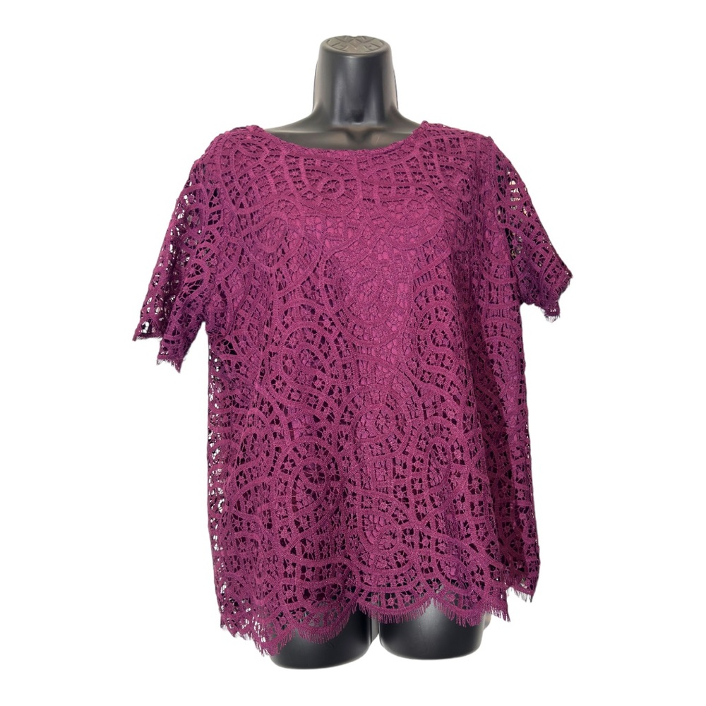 Philosophy Women's Short Sleeve Scoop Neck Lace Top Size S